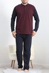 Jakarlı Erkek Pijama Takımı Bordo - 40063.1838.